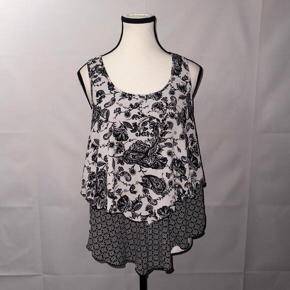 BCX floral square print racer back blouse women’s size large - Picture 1 of 7